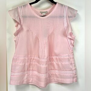 Outerknown Light Pink Devin Flutter Sleeve Blouse- NWT